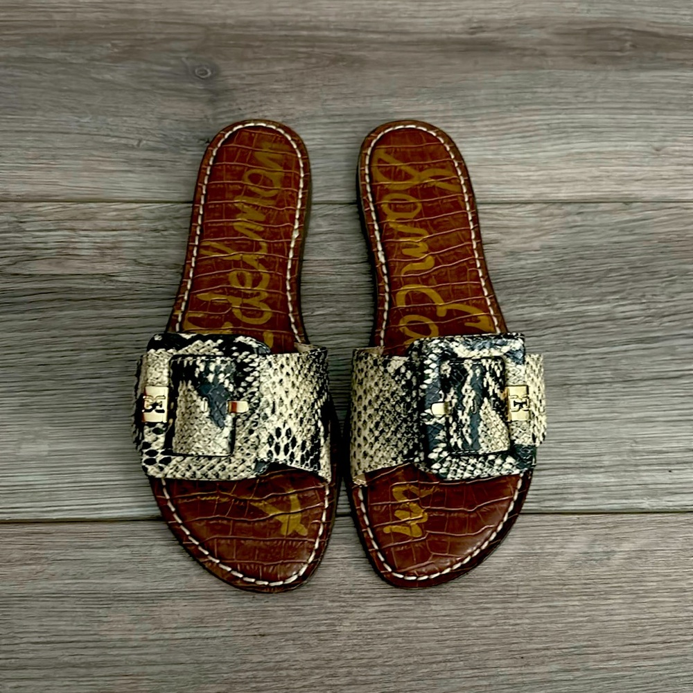 BRAND NEW Sam Edelman Granada Snake Print Sandal Slides with Buckle